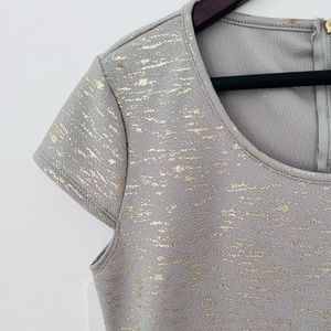 Short Sleeves Grey and Gold Dress